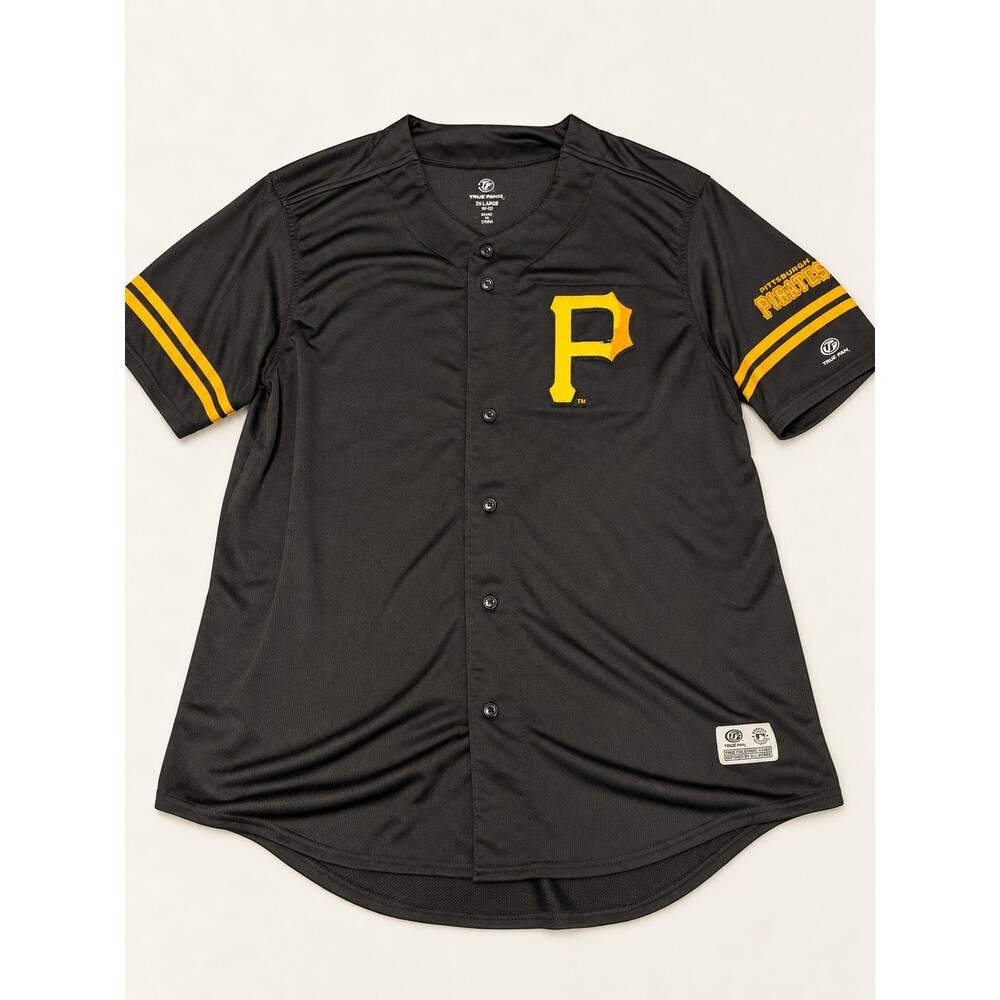 True Fan Pittsburgh Pirates Jersey 2XL Black Gold Button Front MLB Baseball